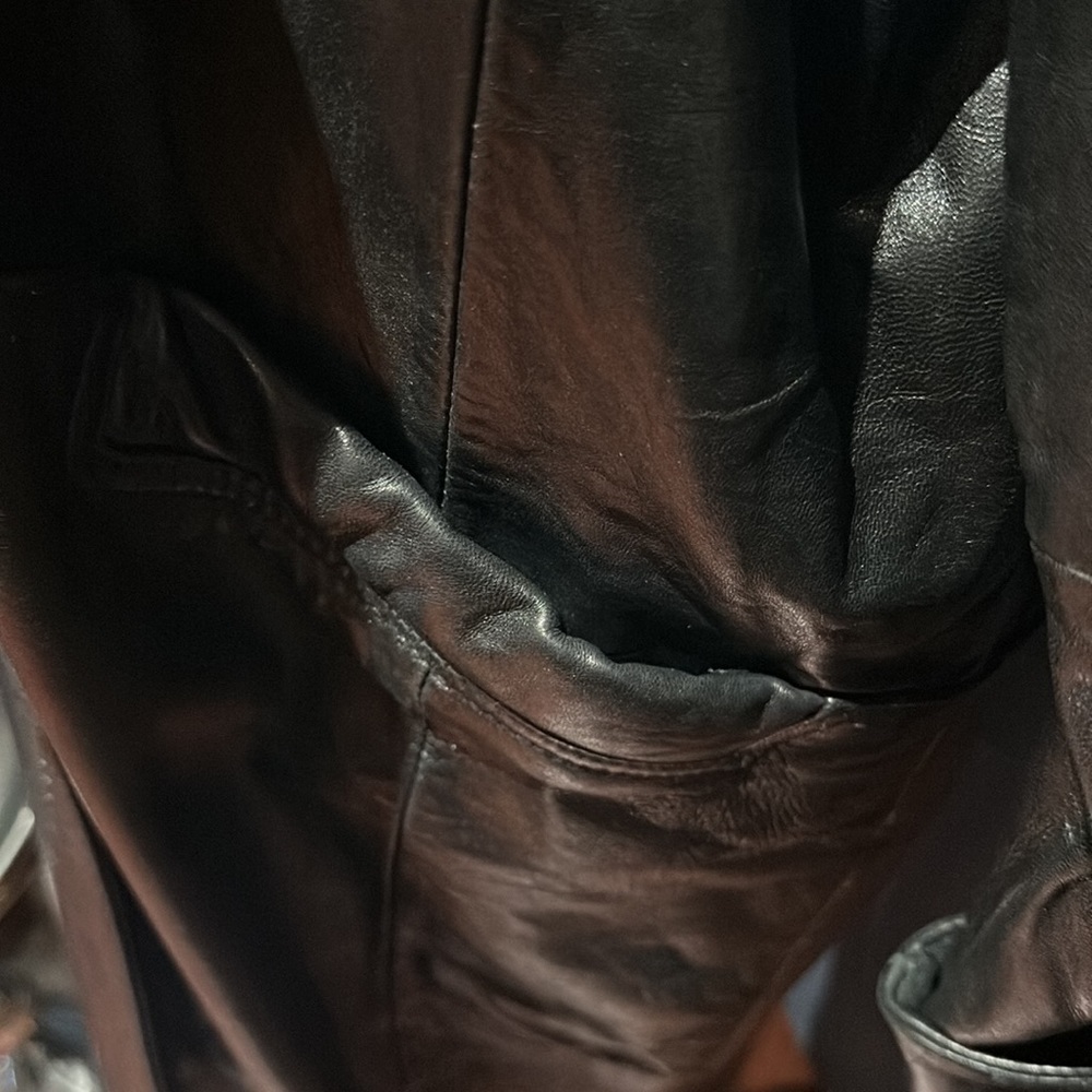 ⭐️SALE⭐️ Pelle Long Black Leather Jacket EUC - Picture 7 of 14